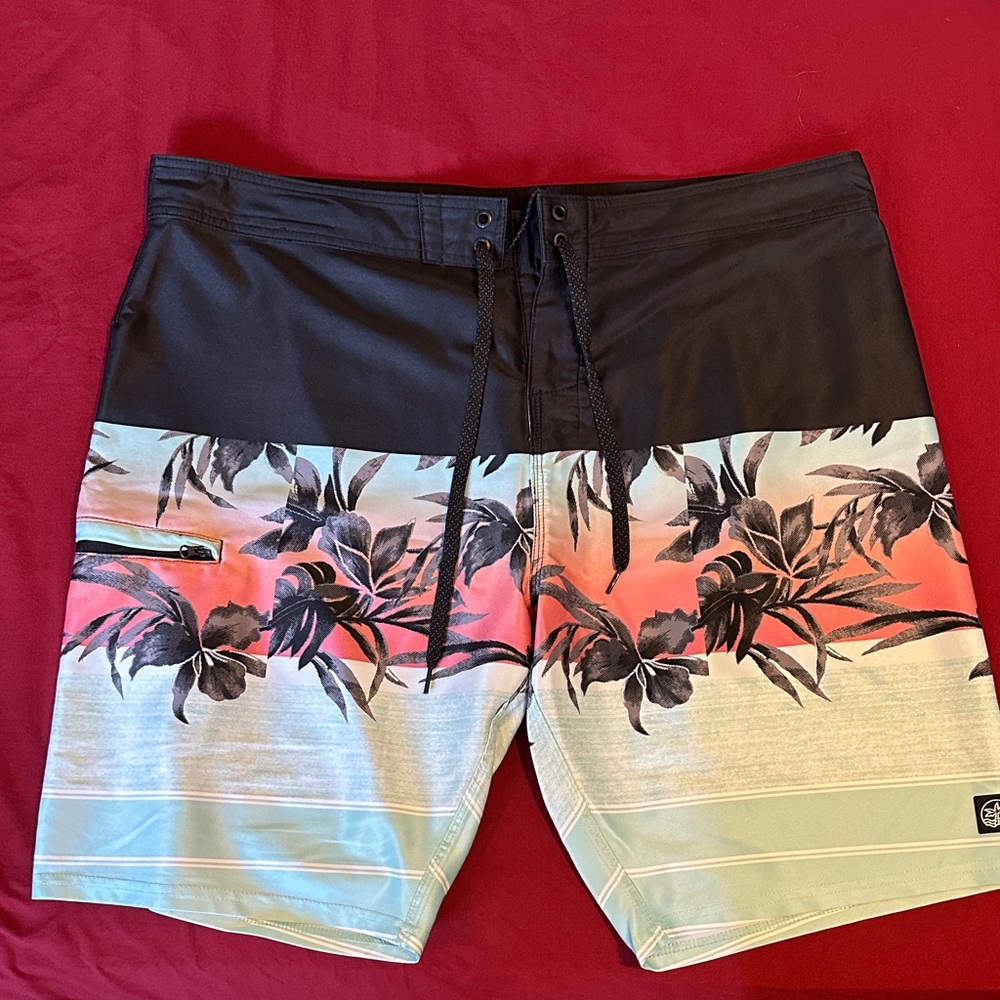 Stylish Black and Multicolor Men's Board Shorts